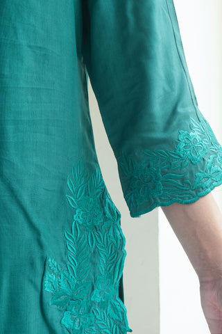 Green Viscose emroided 2 PC