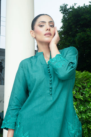 Green Viscose emroided 2 PC