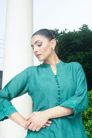 Green Viscose emroided 2 PC
