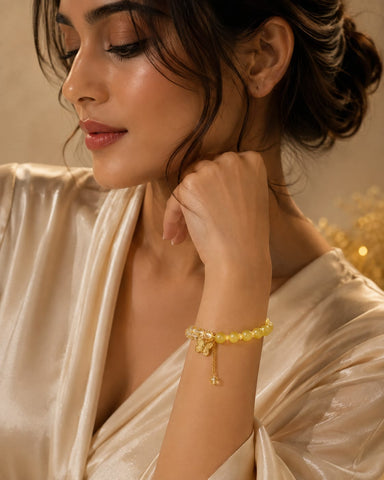 Yellow Butterfly Beaded Bracelet