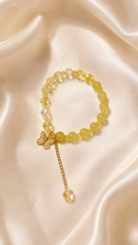 Yellow Butterfly Beaded Bracelet