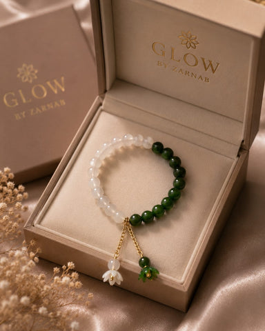 Emerald & Pearl Floral Bracelet