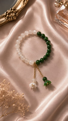 Emerald & Pearl Floral Bracelet