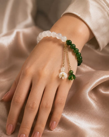 Emerald & Pearl Floral Bracelet