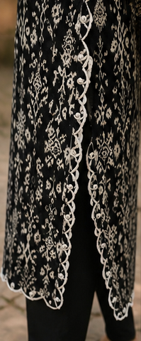 Black Printed Lawn Long Shirt