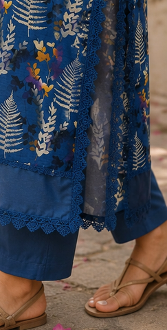 Blue Printed Lawn Long Shirt