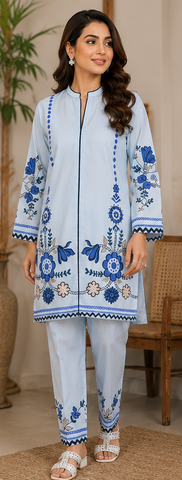 Minaal Summer Co-ords Set Ready to wear | Lawn | 2-Piece blue Color