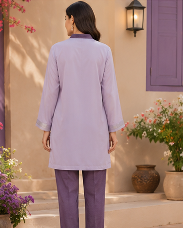 Minaal Summer Co-ords Set Ready to wear | Blended Silk | 2-Piece Purple Color