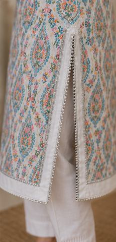 White Printed Lawn Long Shirt