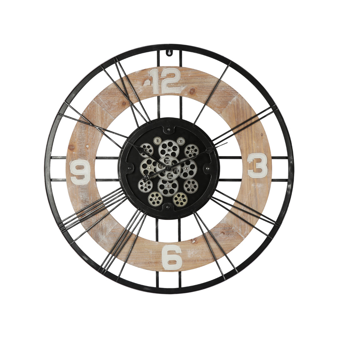 Modern Metal Wall Clock with Moving Gears